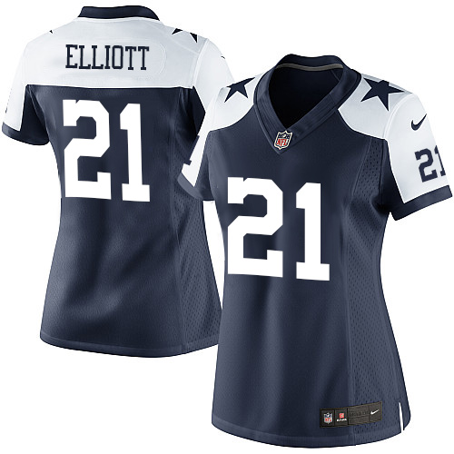 Women's Limited Ezekiel Elliott Nike Jersey Navy Blue Alternate - #21 Throwback NFL Dallas Cowboys